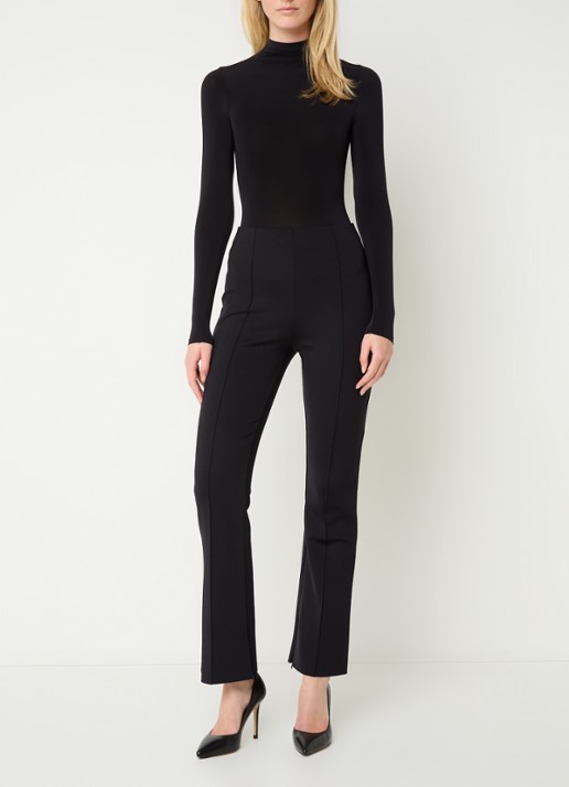 Wolford Scuba high waist flared legging met persplooi - voorkant 4 zwart