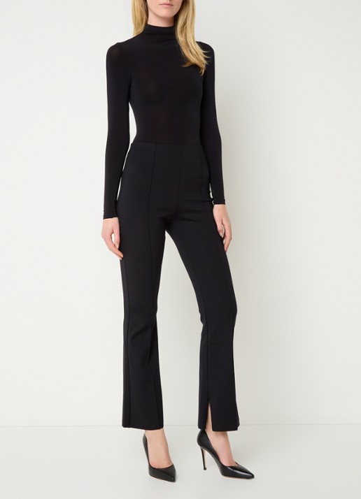 Wolford Scuba high waist flared legging met persplooi - voorkant 5 zwart