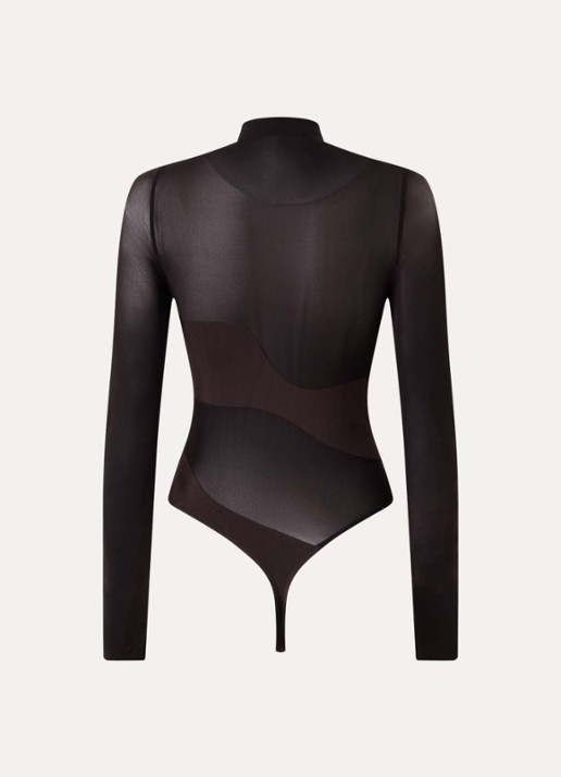Wolford Shade stringbody met print - achterkant 2 donkerbruin