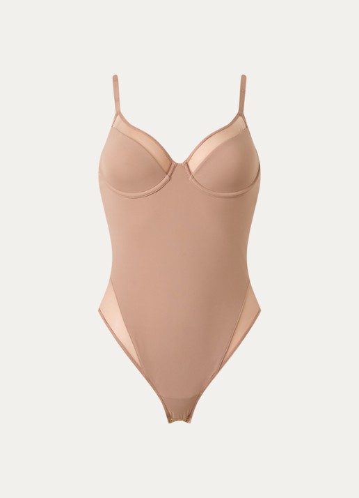 Wolford Sheer Opaque body met beugel - voorkant beige