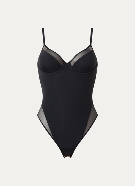Wolford Sheer Opaque body met beugel - voorkant 4 zwart