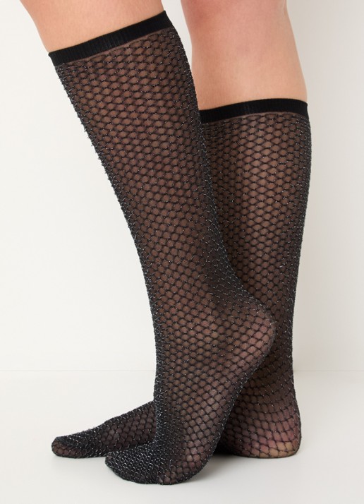 Wolford Shimmer Effect pantysokken met lurex in 25 denier - voorkant 2 zwart