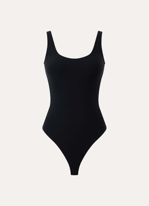 Wolford Slash stringbody met opengewerkt dessin - voorkant 2 zwart