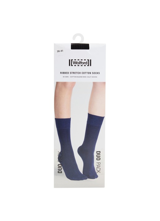 Wolford Stretch ribgebreide sokken in katoenblend in 2-pack