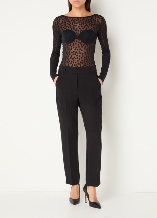 Wolford Stringbody met stippenprint - voorkant 2 zwart