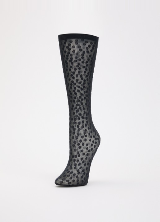 Wolford Sweet Dots pantysokken met stippenprint in 20 denier - detail zwart