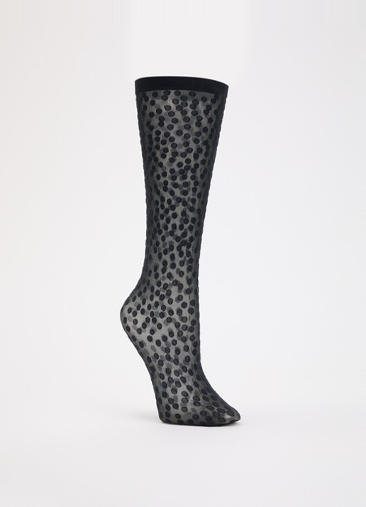 Wolford Sweet Dots pantysokken met stippenprint in 20 denier - voorkant 2 zwart