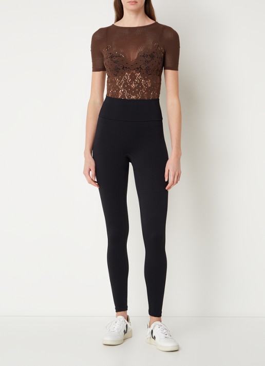 Wolford The Wellness high waist corrigerende legging met structuur - voorkant 2 zwart