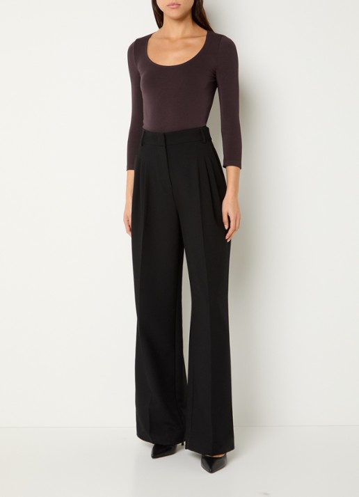 Wolford Tokio stringbody met ronde hals - voorkant 3 donkerbruin