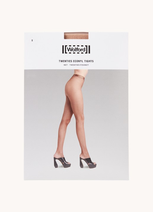 Wolford Twenties  netpanty met logoband - voorkant beige