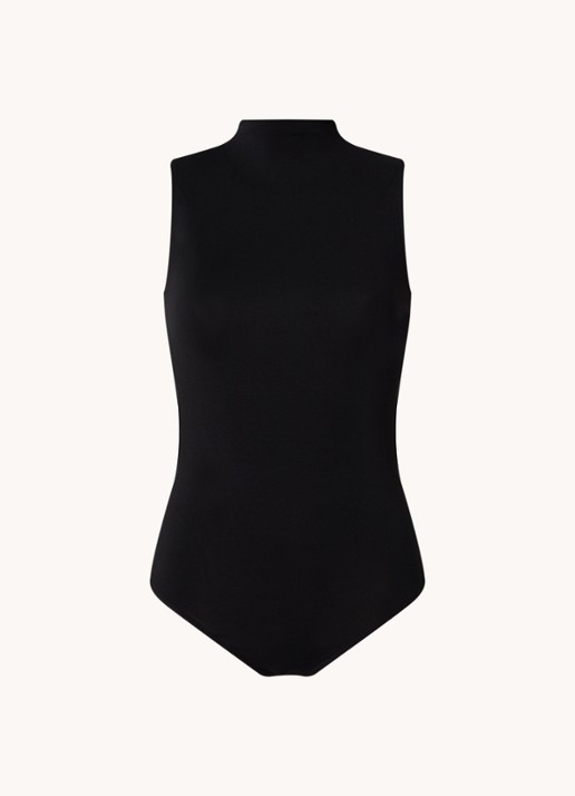 Wolford Viscose string body met col - voorkant zwart