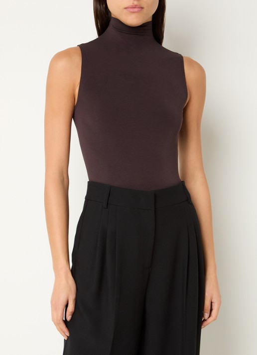 Wolford Viscose string body met col - detail bruin