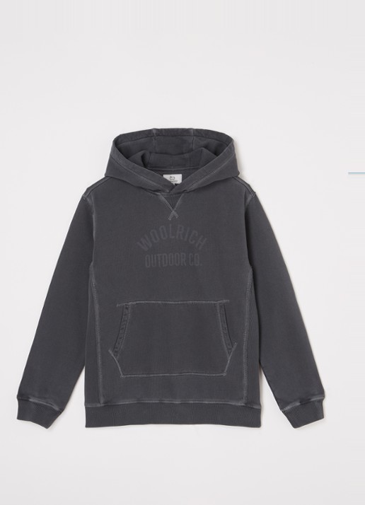 Woolrich American hoodie met logoprint - voorkant antraciet