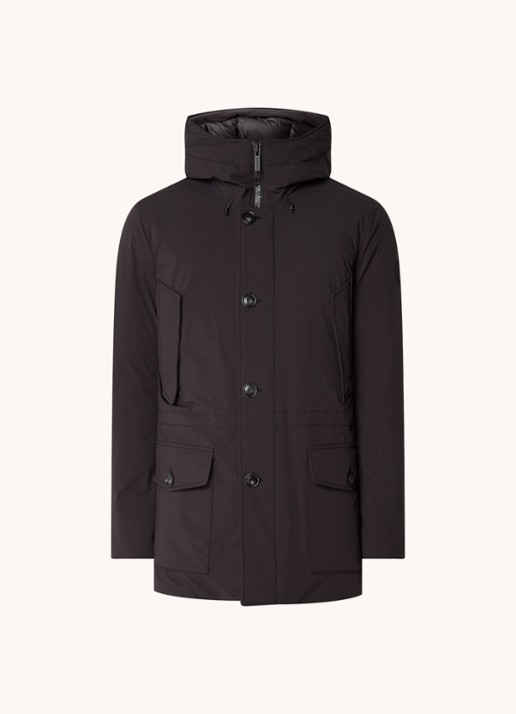 Woolrich Artic parka met donsvulling en klepzakken - voorkant zwart