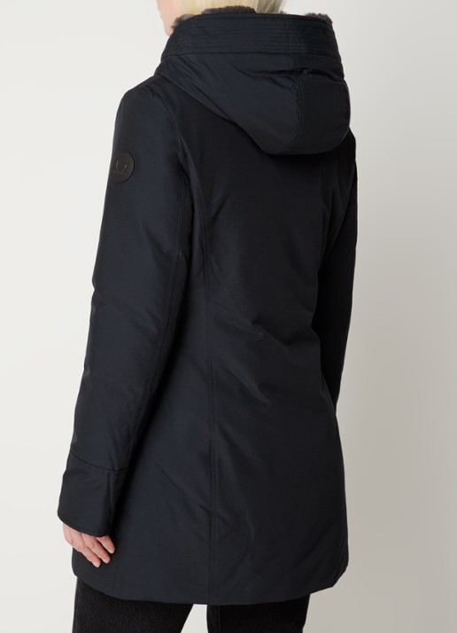 Woolrich Boulder gewatteerde jas met capuchon en steekzakken - achterkant 6 donkerblauw