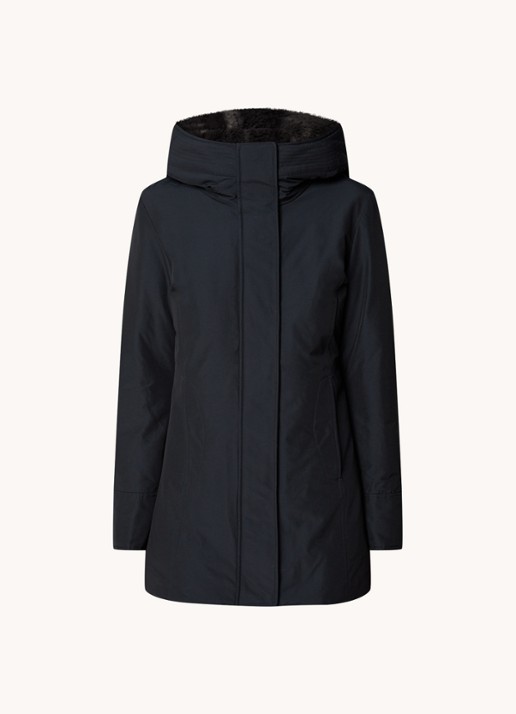 Woolrich Boulder gewatteerde jas met capuchon en steekzakken - voorkant 4 donkerblauw