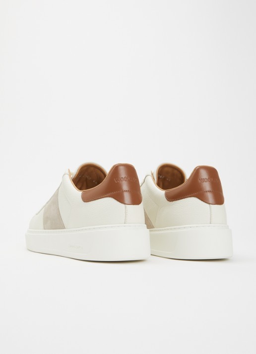 Woolrich Classic Court sneaker van leer met details van suède - achterkant 5 gebroken wit