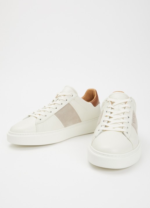Woolrich Classic Court sneaker van leer met details van suède - detail gebroken wit
