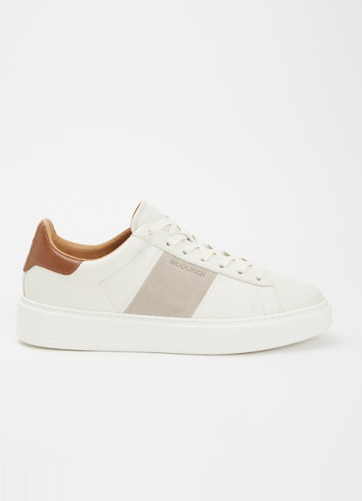 Woolrich Classic Court sneaker van leer met details van suède