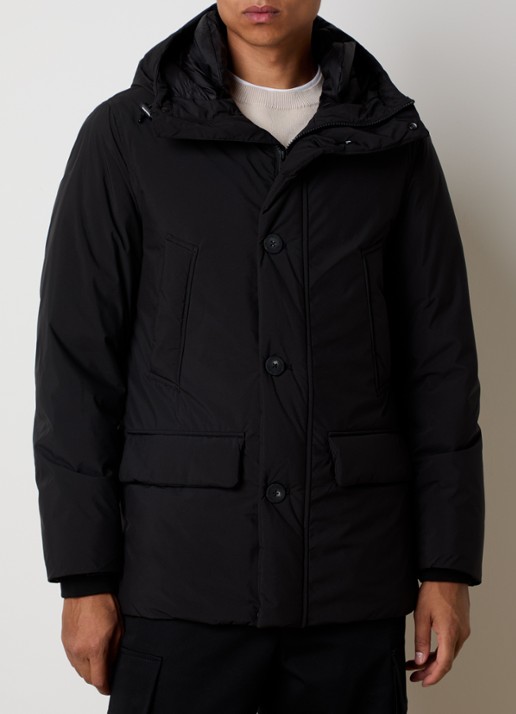 Woolrich Cloud Arctic gewatteerde parka met donsvulling en waterafstotende coating - detail zwart