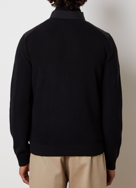 Woolrich Cloud Hybrid ribgebreid vest met gewatteerd voorpand en donsvulling - achterkant 6 zwart