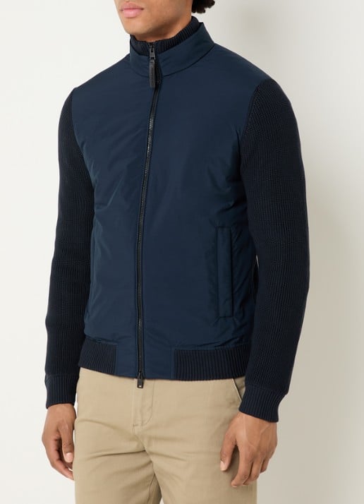 Woolrich Cloud Hybrid ribgebreid vest met gewatteerd voorpand en donsvulling