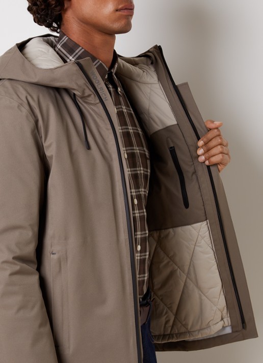 Woolrich Crestmont 3-in-1 gewatteerde parka met uitneembare voering - detail 3 zand