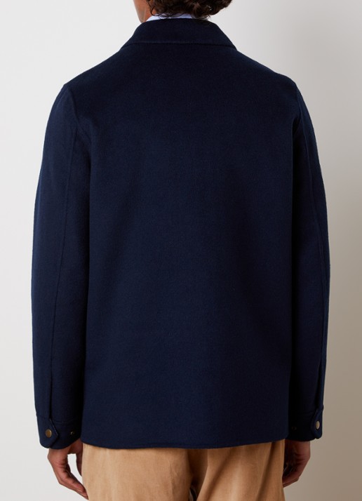 Woolrich Jack in wolblend met klepzakken - achterkant 6 donkerblauw