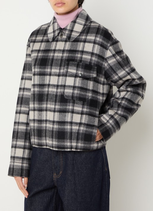 Woolrich Jack in wolblend met steekzakken en ruitdessin