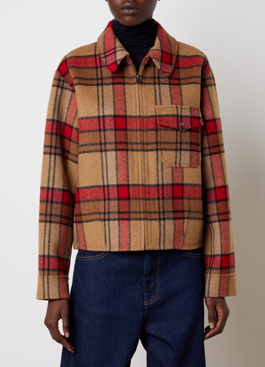 Woolrich Jack van wol met steekzakken en ruitdessin
