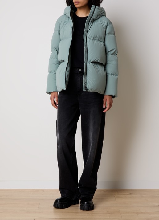 Woolrich Madison puffer jack met donsvulling en capuchon - voorkant 3 lindegroen