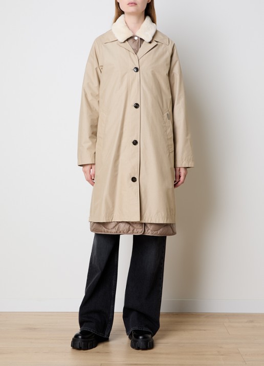 Woolrich Mantel met steekzakken en uitneembare voering - detail beige