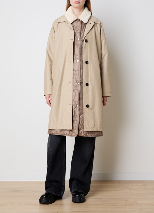 Woolrich Mantel met steekzakken en uitneembare voering - voorkant 6 beige