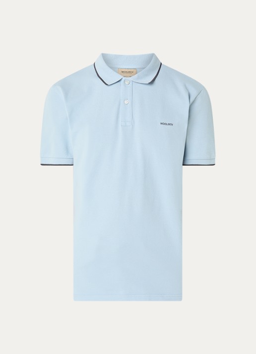 Woolrich Monterey regular fit polo met logoborduring - voorkant lichtblauw