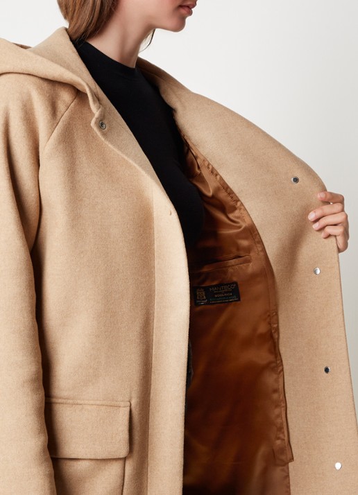 Woolrich Sideline parka in wolblend met klepzakken en uitneembare voering - detail 4 camel