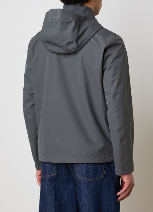 Woolrich Softshell jack met capuchon - achterkant donkergrijs