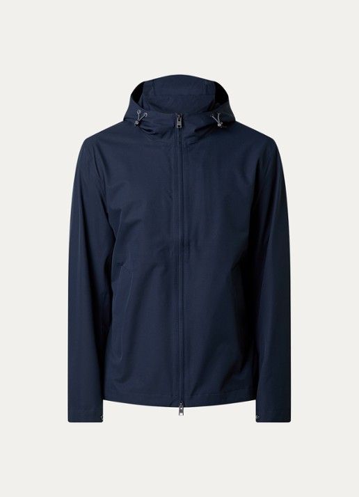 Woolrich Softshell jack met capuchon - voorkant 2 donkerblauw
