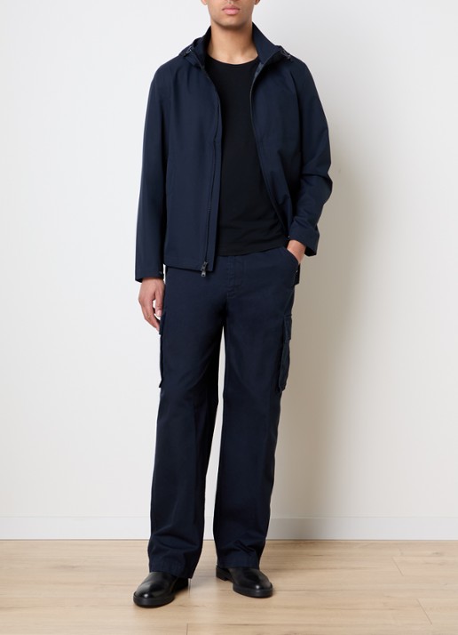 Woolrich Softshell jack met capuchon - voorkant 3 donkerblauw