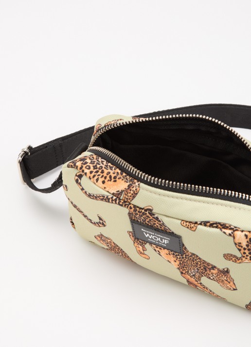 Wouf Avo Leopard Mini crossbodytas met print en verstelbare schouderriem - detail 2 lichtgroen