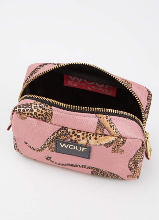 Wouf Blush make-up tas met print - detail 2 zalmroze