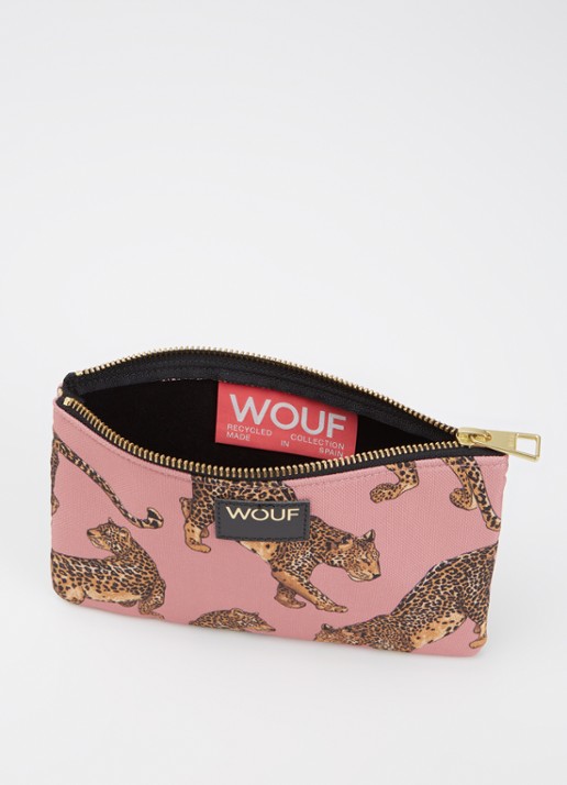 Wouf Blush toilettas met print - detail 2 zalmroze