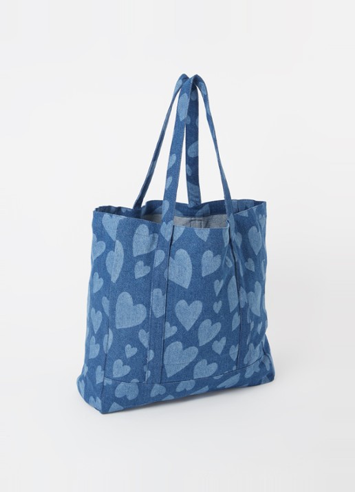 Wouf Cuore shopper van  katoen  - achterkant 4 indigo