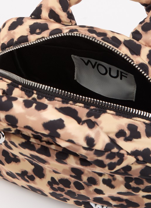 Wouf Feline Bowling handtas met panterprint - detail 2 bruin