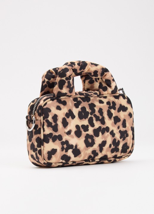 Wouf Feline Mini handtas met panterprint - achterkant 5 bruin