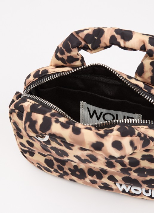 Wouf Feline Mini handtas met panterprint - detail 2 bruin
