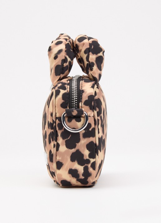 Wouf Feline Mini handtas met panterprint - detail 3 bruin