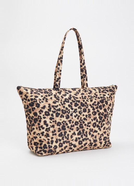 Wouf Feline shopper met panterprint - achterkant 2 camel