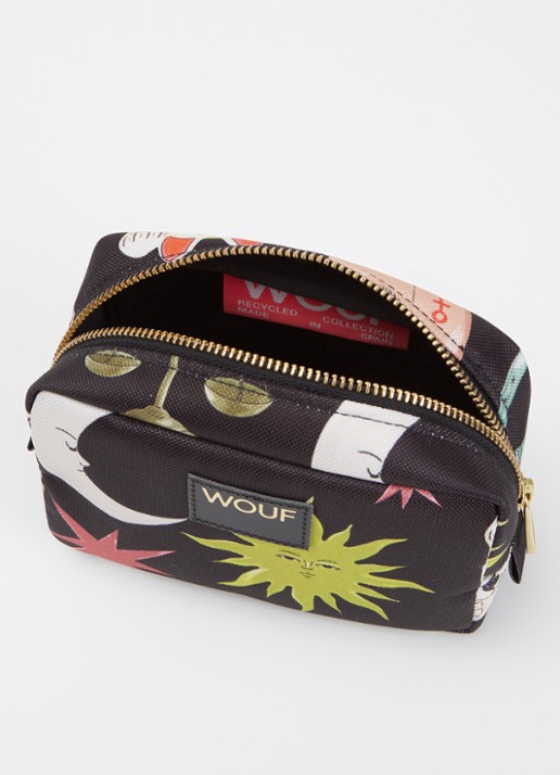 Wouf fortuna make-up tas met print - detail 2 zwart