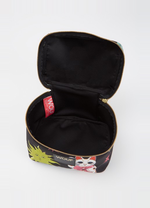 Wouf Fortuna make-up tas met print - detail 2 zwart