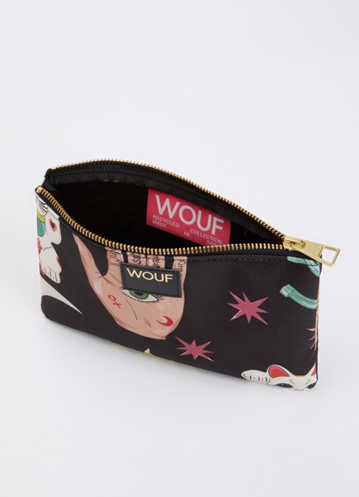 Wouf Fortuna toilettas met print - voorkant 2 zwart